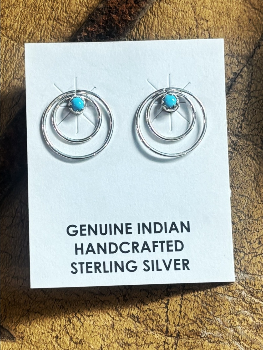 Sterling Silver Genuine Turquoise Hoop Stud Earrings